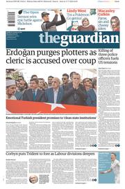 The Guardian (UK) Newspaper Front Page for 18 July 2016