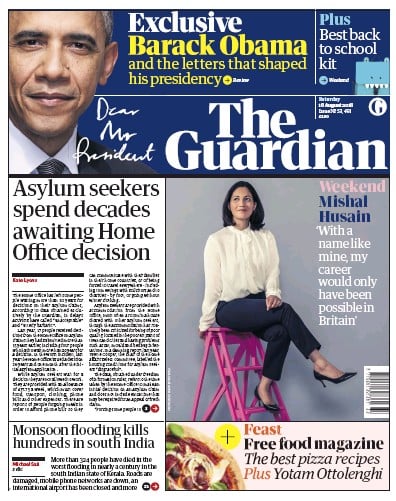 The Guardian Newspaper Front Page (UK) for 18 August 2018