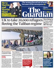 The Guardian (UK) Newspaper Front Page for 18 August 2021
