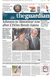 The Guardian (UK) Newspaper Front Page for 18 September 2017