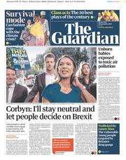 The Guardian (UK) Newspaper Front Page for 18 September 2019