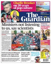 The Guardian (UK) Newspaper Front Page for 18 September 2021