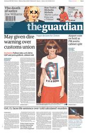 The Guardian (UK) Newspaper Front Page for 19 October 2016