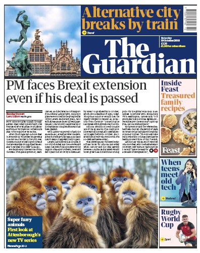 The Guardian Newspaper Front Page (UK) for 19 October 2019