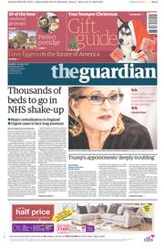 The Guardian (UK) Newspaper Front Page for 19 November 2016