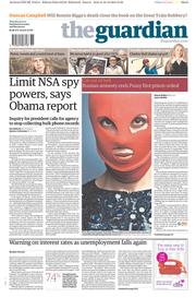 The Guardian (UK) Newspaper Front Page for 19 December 2013