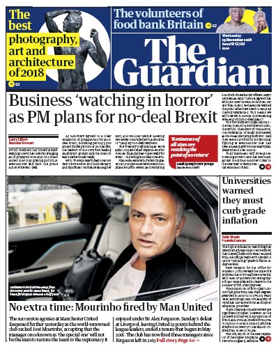 The Guardian Newspaper Front Page (UK) for 19 December 2018