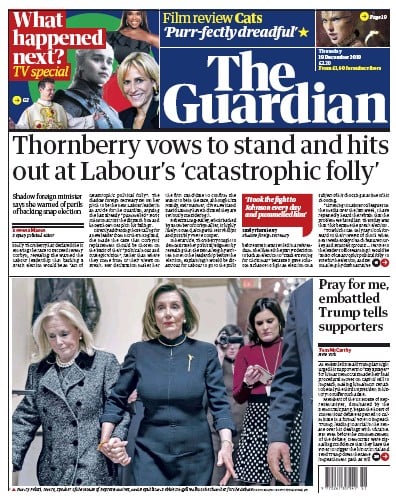 The Guardian Newspaper Front Page (UK) for 19 December 2019