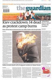 The Guardian Newspaper Front Page (UK) for 19 February 2014