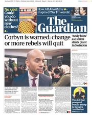 The Guardian (UK) Newspaper Front Page for 19 February 2019