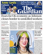 The Guardian (UK) Newspaper Front Page for 19 February 2020