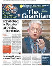 The Guardian (UK) Newspaper Front Page for 19 March 2019