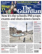 The Guardian (UK) Newspaper Front Page for 19 March 2020