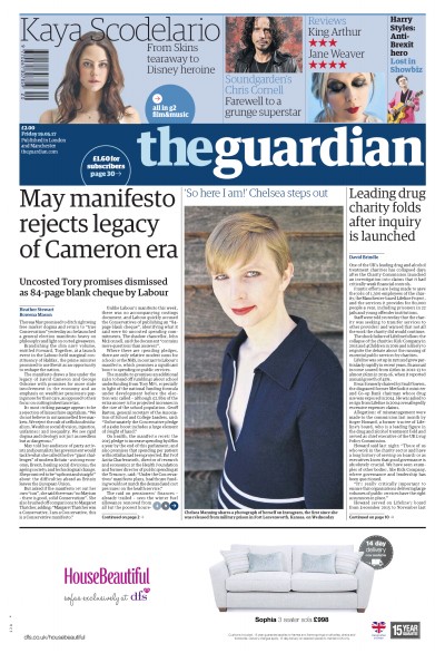 The Guardian Newspaper Front Page (UK) for 19 May 2017