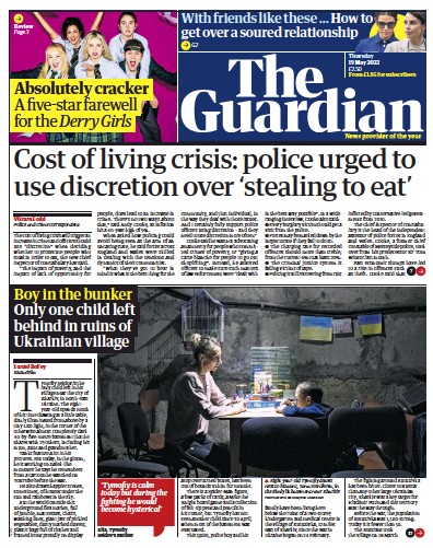 The Guardian Newspaper Front Page (UK) for 19 May 2022