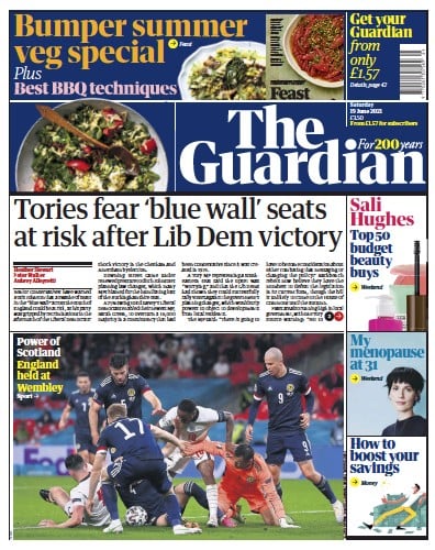 The Guardian Newspaper Front Page (UK) for 19 June 2021