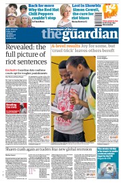 The Guardian (UK) Newspaper Front Page for 19 August 2011