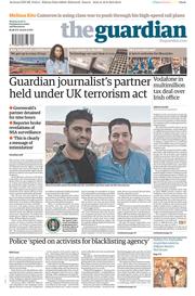 The Guardian Newspaper Front Page (UK) for 19 August 2013