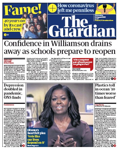 The Guardian Newspaper Front Page (UK) for 19 August 2020