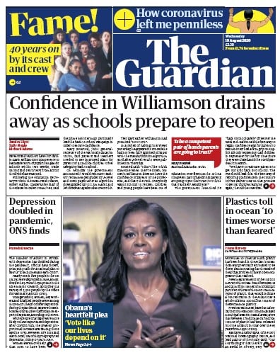 The Guardian Newspaper Front Page (UK) for 19 August 2020