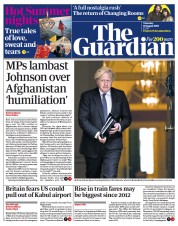 The Guardian (UK) Newspaper Front Page for 19 August 2021