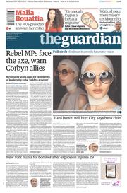 The Guardian (UK) Newspaper Front Page for 19 September 2016