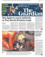 The Guardian (UK) Newspaper Front Page for 1 October 2018