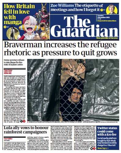 The Guardian Newspaper Front Page (UK) for 1 November 2022