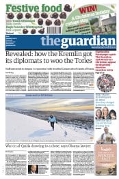 The Guardian Newspaper Front Page (UK) for 1 December 2012