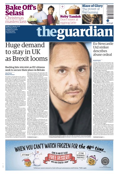 The Guardian Newspaper Front Page (UK) for 1 December 2016