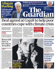 The Guardian front page for 1 December 2023