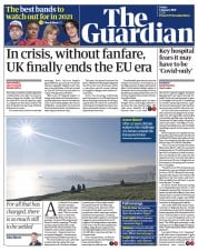 The Guardian (UK) Newspaper Front Page for 1 January 2021