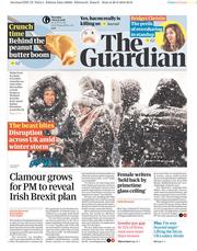 The Guardian (UK) Newspaper Front Page for 1 March 2018