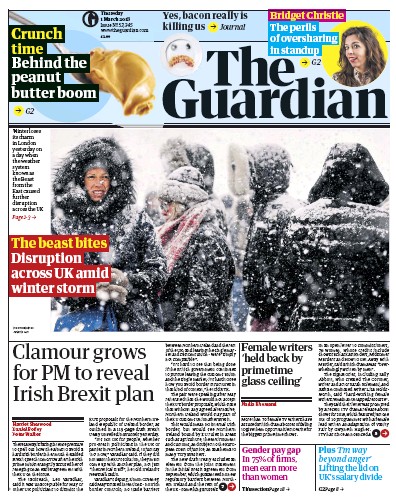 The Guardian Newspaper Front Page (UK) for 1 March 2018