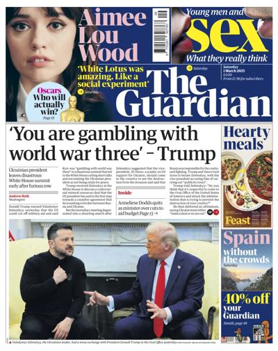 The Guardian Newspaper Front Page (UK) for 1 March 2025