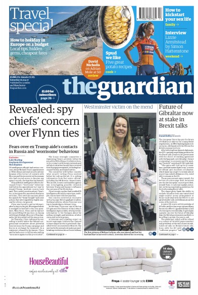 The Guardian Newspaper Front Page (UK) for 1 April 2017