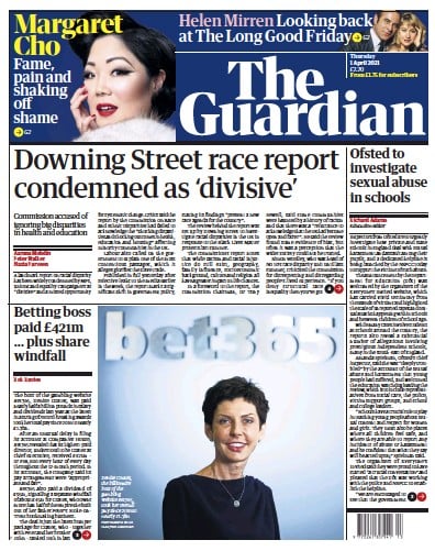 The Guardian Newspaper Front Page (UK) for 1 April 2021
