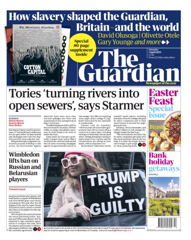 The Guardian Newspaper Front Page (UK) for 1 April 2023
