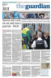 The Guardian (UK) Newspaper Front Page for 1 May 2013
