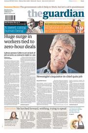 The Guardian (UK) Newspaper Front Page for 1 May 2014