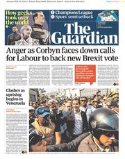 The Guardian (UK) Newspaper Front Page for 1 May 2019
