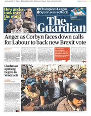 The Guardian (UK) Newspaper Front Page for 1 May 2019