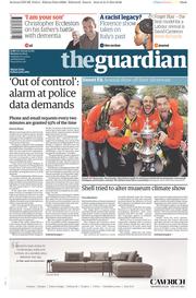 The Guardian Newspaper Front Page (UK) for 1 June 2015