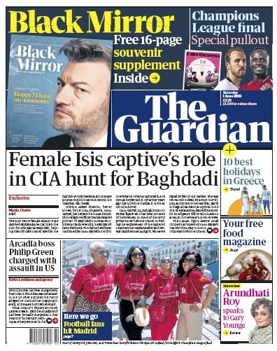 The Guardian Newspaper Front Page (UK) for 1 June 2019