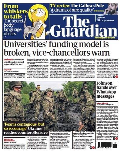 The Guardian Newspaper Front Page (UK) for 1 June 2023