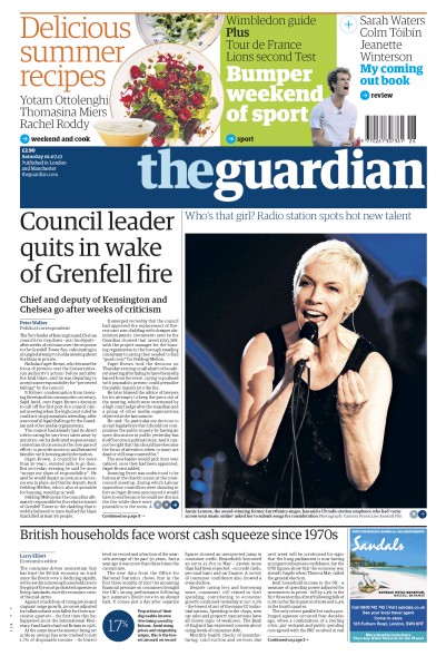 The Guardian Newspaper Front Page (UK) for 1 July 2017