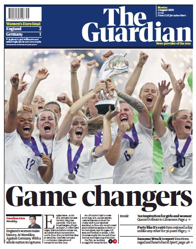 The Guardian Newspaper Front Page (UK) for 1 August 2022