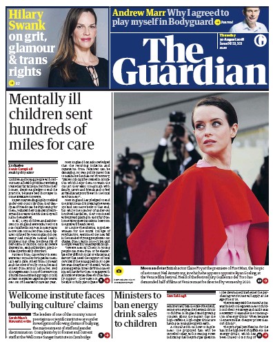 The Guardian Newspaper Front Page (UK) for 1 September 2018