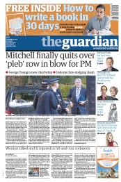 The Guardian Newspaper Front Page (UK) for 20 October 2012