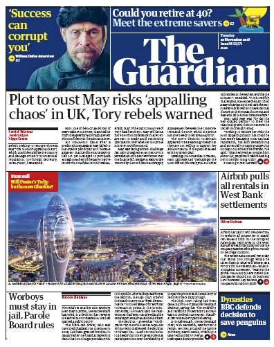 The Guardian Newspaper Front Page (UK) for 20 November 2018
